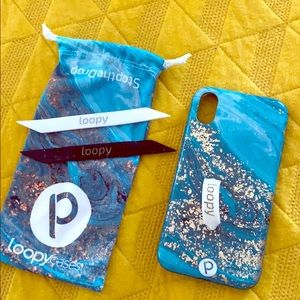 Loopy Case iPhone XR phone case teal/gold